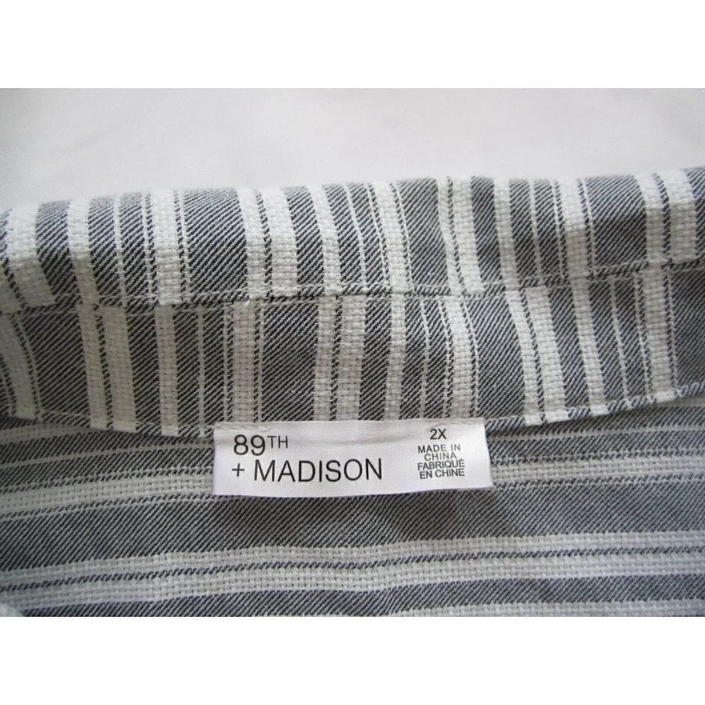 Women's 89th Madison Button Down Stripe Cotton Jacket Sz 2X (WJ14)‎